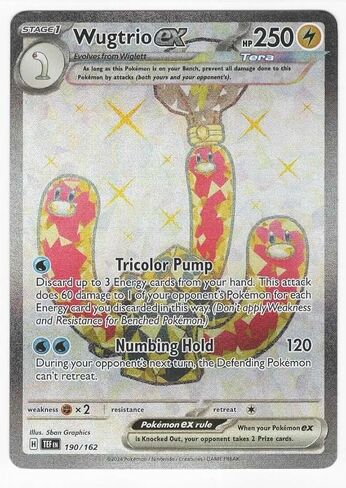 بوكيمون – Wugtrio ex 190/162 – قوى زمنية – فن كامل – نادر جدًا – بطاقة Holo Foil in Kuwait