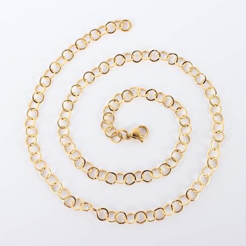 1Pcs Ion Plating(IP) 304 Stainless Steel Cable Chain Necklaces, with Lobster Claw Clasps, Golden, for Man Women DIY Necklace and Jewelry Craft Making, 17.7 inch(44.9cm), 5mm in Kuwait