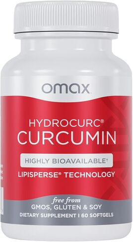 عبوة من قطعتين من Omax3 - كبسولات هلامية من الكركمين والكركم من HydroCurc، جسيمات نانوية من زيت MCT عالية التوافر بيولوجيًا للفعالية والامتصاص، وصحة المفاصل، 120 كبسولة هلامية in Kuwait