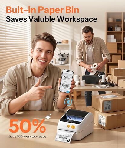 Phomemo Bluetooth Thermal Label Printer 4x6, Wireless Shipping Label Printer for Small Business and Packages for Phone&Pad&PC, Pink Thermal Label Printer for Shopify, Amazon, Etsy, UPS, FedEx in Kuwait