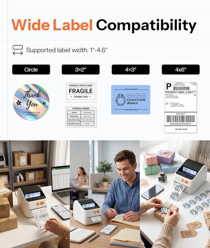 Phomemo Bluetooth Thermal Label Printer 4x6, Wireless Shipping Label Printer for Small Business and Packages for Phone&Pad&PC, Pink Thermal Label Printer for Shopify, Amazon, Etsy, UPS, FedEx in Kuwait