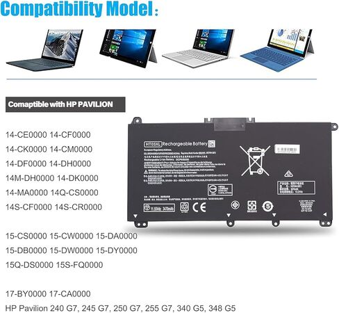 HT03XL بطارية HP بافيليون 14 14-CE 14-CF 14-CM 14M-DH 14-DQ 14-FQ:14m-dh1003dx 14-dq0040nr 14-cf2112wm cf1015cl 15-CW 15-DA 15-DB 15-DW 15-EF 17-BY 17-CA HSTNN-DB8R DB8S IB80 IB8O LB8L LB8M UB7J in Kuwait