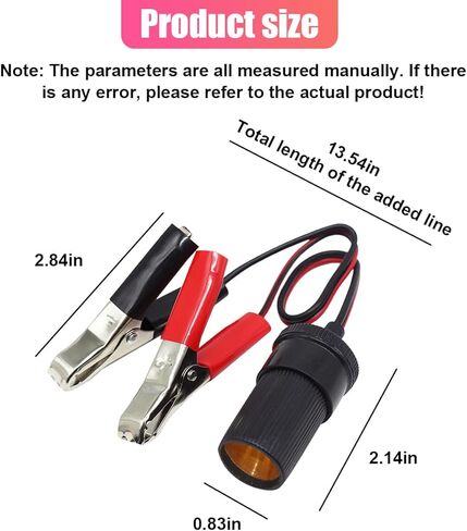 12V Car Cigarette Lighter Plug, Trickle Charger Quick Disconnect Extension Cord, Auto Cigarette Lighter Socket Female Adapter, Clip-on Power Supply Outlet with Alligator Clamps (2PCS) in Kuwait