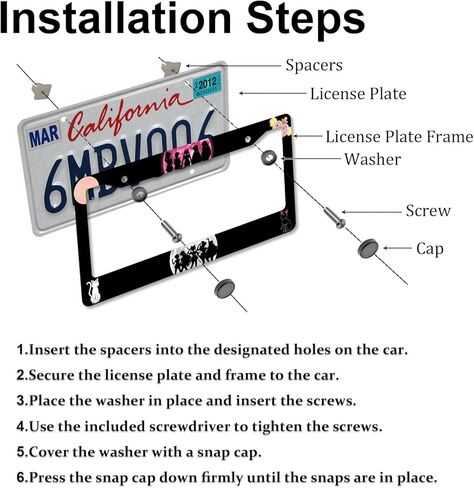 Anime Moon Cat License Plate Frames，Anime Sailor Car Accessories for Women and Men ，License Plate Holder，Aluminum License Plate Frame Fits Standard US Vehicles Size 12.2 x 6 Inch (Black-Moon cat) in Saudi Arabia