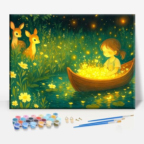 Aeontinity Fairy Little Woman Fairy Tale Framed Canvas DIY Paint by Numbers Kit Bar Cafe Cave Home Room Wall Bathroom Porch Patio Decor Gift, 16 x 12 Inch in Saudi Arabia