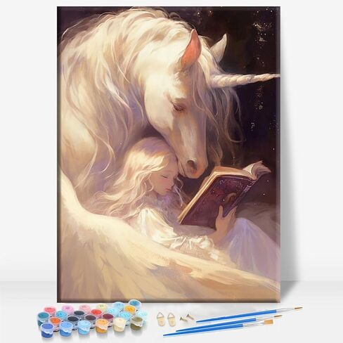 Aeontinity Fairy Little Woman Fairy Tale Framed Canvas DIY Paint by Numbers Kit Bar Cafe Cave Home Room Wall Bathroom Porch Patio Decor Gift, 16 x 12 Inch in Saudi Arabia