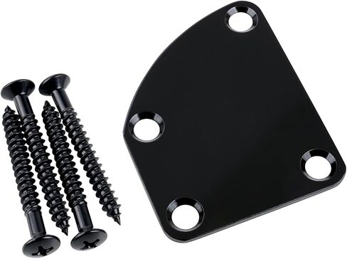 Banworks Guitar Neck Plate 4 Holes Semi Round Curved Edge Neckplate Metal Guitar Reinforcement Neck Plate Neck Joint Back Mounting Plate for Fender Strat Tele Electric Guitar JT/JQB-02 Black in Saudi Arabia