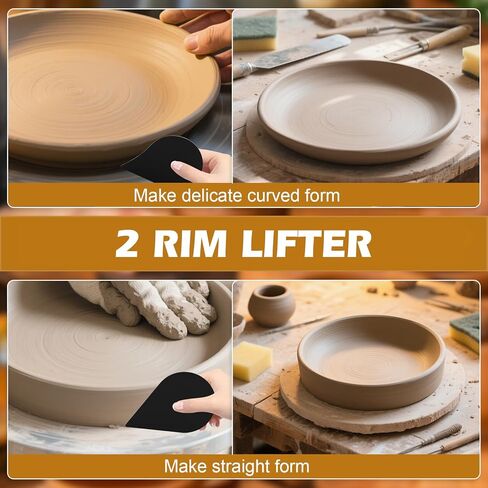 12Pcs Acrylic Pottery Rim Lifter and Pottery Ribs Foot Shaper Kit Pottery Ribs Pottery Carving Tools Pottery Shaping Toolm for Plate, Bowl,Slab Forms DIY Carving Molds Clay Ceramics,4 Design in Kuwait