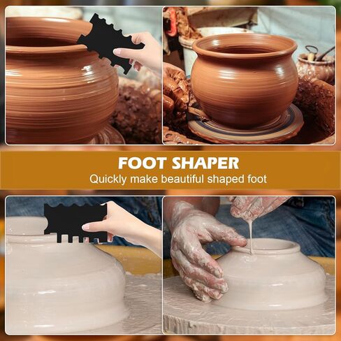 12Pcs Acrylic Pottery Rim Lifter and Pottery Ribs Foot Shaper Kit Pottery Ribs Pottery Carving Tools Pottery Shaping Toolm for Plate, Bowl,Slab Forms DIY Carving Molds Clay Ceramics,4 Design in Kuwait