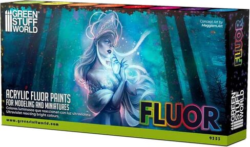Green Stuff World for Models and Miniatures Set of 8 Fluor Paints 9353 in Kuwait