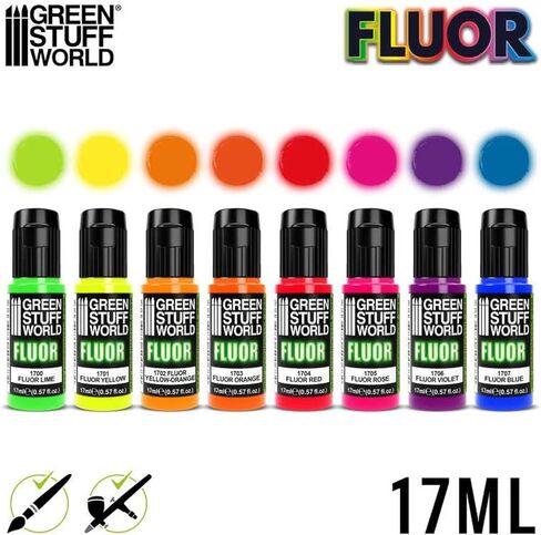 Green Stuff World for Models and Miniatures Set of 8 Fluor Paints 9353 in Kuwait