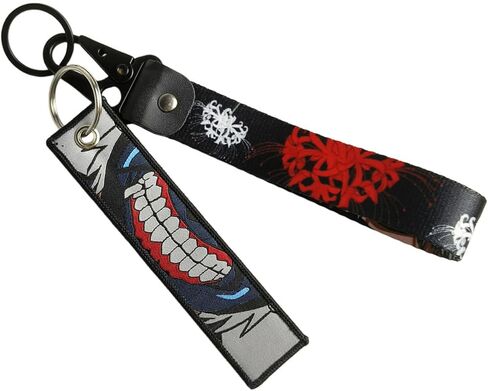 2 Pack Anime Keychain Set,JDM Nylon Lanyard Motorcycle Keychain-Embroidered Anime Jet Tags Keychains for Motorcycle Car in Kuwait