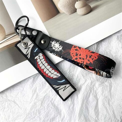 2 Pack Anime Keychain Set,JDM Nylon Lanyard Motorcycle Keychain-Embroidered Anime Jet Tags Keychains for Motorcycle Car in Kuwait