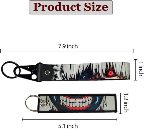 2 Pack Anime Keychain Set,JDM Nylon Lanyard Motorcycle Keychain-Embroidered Anime Jet Tags Keychains for Motorcycle Car in Kuwait