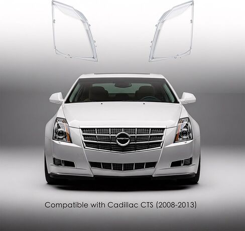 Headlight Lens Cover Compatible with Cadillac CTS Sedan & Wagon (2008-2013), Left & Right Clear Headlight Covers Replacement with Butyl Sealant Tape in Kuwait