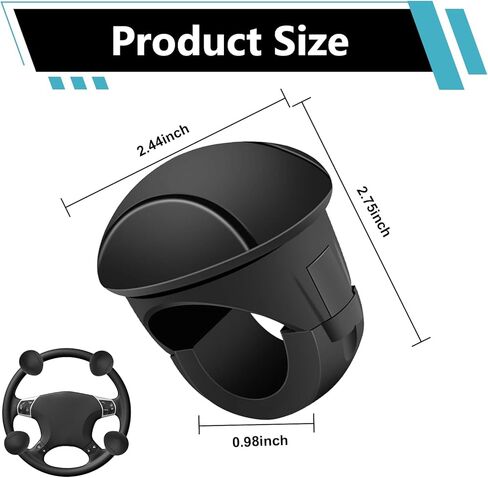 Car Steering Wheel Booster Ball, 360 Degree Rotation Steering Wheel Spinner with Silent Bearing, Non-slip Grip One-hand Driving Auxiliary Knob, for Most Cars Trucks SUVs Boats (Black) in Saudi Arabia