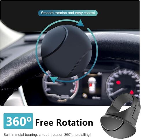 Car Steering Wheel Booster Ball, 360 Degree Rotation Steering Wheel Spinner with Silent Bearing, Non-slip Grip One-hand Driving Auxiliary Knob, for Most Cars Trucks SUVs Boats (Black) in Saudi Arabia