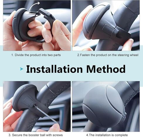 Car Steering Wheel Booster Ball, 360 Degree Rotation Steering Wheel Spinner with Silent Bearing, Non-slip Grip One-hand Driving Auxiliary Knob, for Most Cars Trucks SUVs Boats (Black) in Saudi Arabia