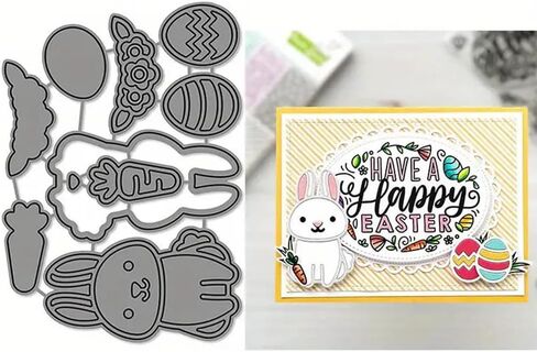 Easter Bunny Eggs Metal Die Cuts Cutting Dies, Easter Bunny Eggs Cutting Dies Paper Cards Cutting Dies Cut Stencils for DIY Embossing Card Making Book Tags Decorative Paper Dies Scrapbooking in Kuwait