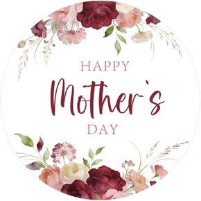 60Pcs Happy Mothers Day Stickers, 2" Mother's Day Envelope Seals, Self-Adhesive Mom Gift Labels with Red Floral for Mom's Birthday Card Goodie Bag Present Wrap Party Decors in Saudi Arabia