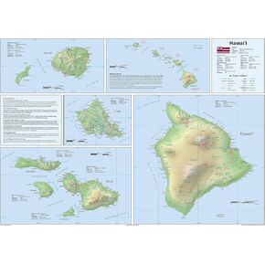 Hawaii Physical State Map - 23.3 x 16.5 Inches - Paper Laminated in Saudi Arabia