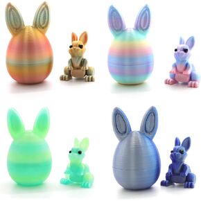3D Printed Easter Eggs with Bunny Inside,Easter Surprise Rabbit Eggs,3D Printed Animals, Easter Basket Stuffers,Fidget Toys Gifts (4PCS) in Saudi Arabia
