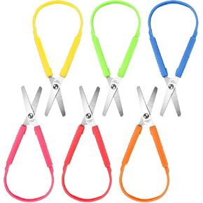 6 Pcs Adaptive Scissors, Self-Opening Loop Scissors for Kids Special Needs with Colorful PP Handles, Safety Design for Easy Grip Schools & Special Needs (5.3 x 2.2 Inches, Assorted Colors) in Saudi Arabia