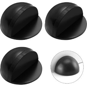 3 Pack Self-Adhesive Floor Door Stoppers – Stainless Steel Half Dome Door Stop with Strong Adhesive, No Drill Wall Protector, Quiet Buffer for Living Room, Bedroom, Bathroom, Office Floors(Black) in Kuwait
