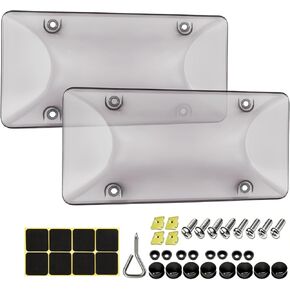 Clear License Plate Cover & Frames, 2PCS License Plate Protector Rust-Proof Auto Licenses Plates Holder with Screws & Caps, Universal Vehicle License Protector (Grey) in Saudi Arabia