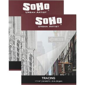 SoHo Urban Artist Vellum Tracing Paper Pads 2 Pack 11x14 - Translucent Vellum Paper for Drawing, Tracing, Different Media Types in Kuwait