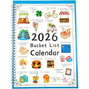 Bucket List Calendar 2026 – Wall Calendar 12 month with Monthly Activities, 11.2" x 8.3", Interactive Funny Calendar Inspirational Prompts for Goal Setting Home, Office & Family Gifts in Saudi Arabia