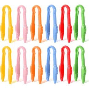12 Pcs Plastic Tweezers for Fine Motor,Colorful Easy-Grip Tweezers for Crafting DIY Jewelry Making Beading for Craft(Green, Pink, Red, Blue, Yellow, Orange) in Kuwait