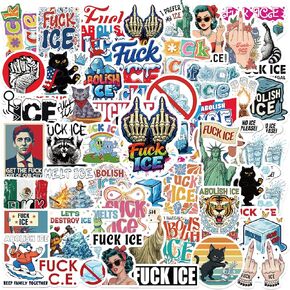 55Pcs Abolish ICE Stickers - Fuck ICE Stickers FDT No Human is Illegal Chinga La Migra Vinyl Protest Resist Self-Adhesive Decals - Easy Stick Removeable for Scarpbook Window Tumblers Bumper in Kuwait