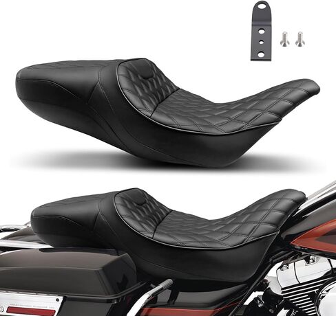 Fit for 2008-2025 2026 Harley Touring Road King Road Glide Electra Glide Red Stitch One-Piece Seat Driver & Passenger Seat 2-Up in Saudi Arabia