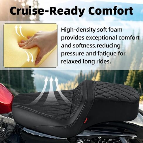 One-Piece Motorcycle Seat Cushion Compatible with Harley Sportster Iron XL883 XL1200 (2004-2006)&(2010-2022) Suitable for 2.3-3.3 Gal in Saudi Arabia
