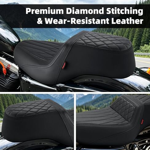 One-Piece Motorcycle Seat Cushion Compatible with Harley Sportster Iron XL883 XL1200 (2004-2006)&(2010-2022) Suitable for 2.3-3.3 Gal in Saudi Arabia