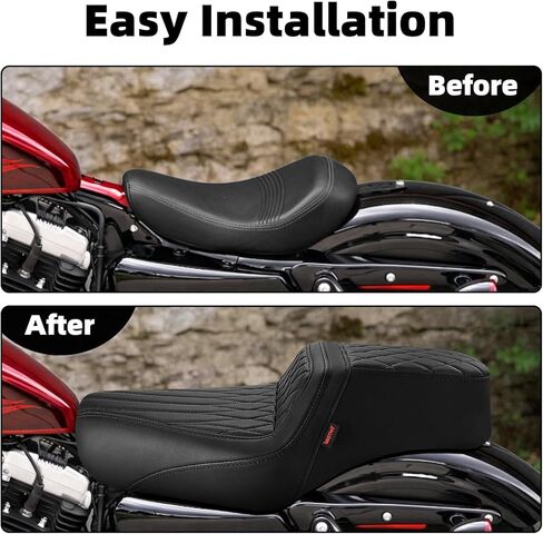 One-Piece Motorcycle Seat Cushion Compatible with Harley Sportster Iron XL883 XL1200 (2004-2006)&(2010-2022) Suitable for 2.3-3.3 Gal in Saudi Arabia