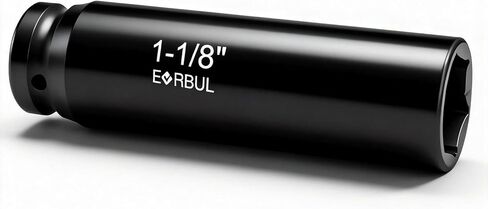 EVRBUL 1/2" Drive 1-1/8" مقبس تصادم عميق إضافي عالي التحمل بتصميم 6 نقاط معالج حراريًا لشاحنات السيارات وإصلاح المعدات الثقيلة in Kuwait