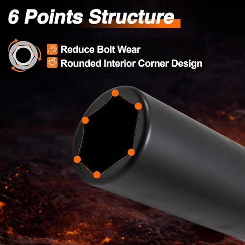 EVRBUL 1/2" Drive 1-1/8" مقبس تصادم عميق إضافي عالي التحمل بتصميم 6 نقاط معالج حراريًا لشاحنات السيارات وإصلاح المعدات الثقيلة in Kuwait