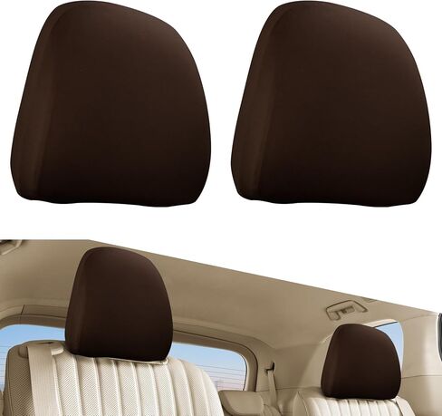 2PCS Car Seat Headrest Cover, Fabric Car Head Rest Cover Protector, Soft Head Rest Dust Cover, Universal Breathable Protective Covers Decorative Accessories for Most Cars, Trucks (Black) in Kuwait
