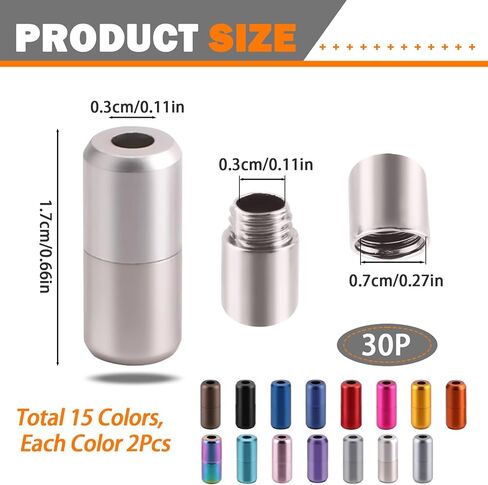 Paidiem 30Pcs 15 Colors No Tie Shoelace Buckle 30pcs Tieless Buckle Lock Metal Turnbuckle Connector Aluminum Jewelry Clasps for Sneakers Shoes Repair Hiking Boots Bracelet Necklace Making in Kuwait