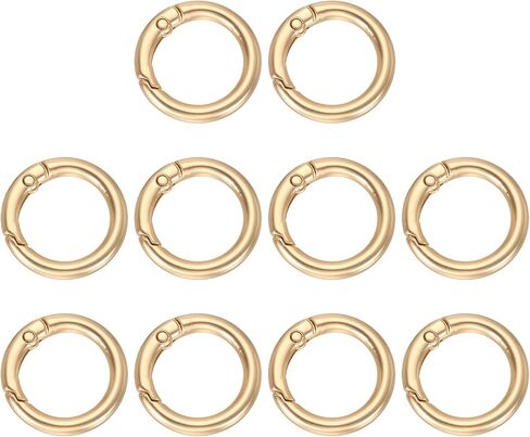 uxcell 4Pcs Round Spring Snap Hooks, 12.6mm O Rings Buckle Clips Round Keyring Keychain Clip for Bags Purses DIY Chain Extender Accessory, Matte Gold in Kuwait