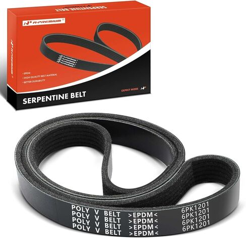 A-Premium Serpentine Belt 47.37 In For Ford, Honda, Nissan, Acura, Cadillac, Toyota, Volvo & Land Rover Cars - F53, F59, F650, F750, E350, E450, Pilot, Odyssey, Ridgeline, MDX in Kuwait