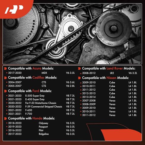 A-Premium Serpentine Belt 47.37 In For Ford, Honda, Nissan, Acura, Cadillac, Toyota, Volvo & Land Rover Cars - F53, F59, F650, F750, E350, E450, Pilot, Odyssey, Ridgeline, MDX in Kuwait