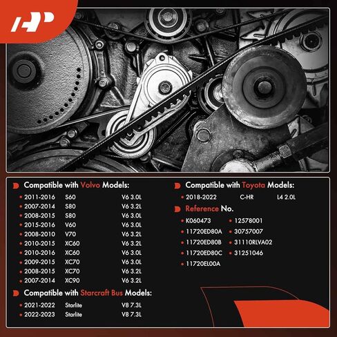 A-Premium Serpentine Belt 47.37 In For Ford, Honda, Nissan, Acura, Cadillac, Toyota, Volvo & Land Rover Cars - F53, F59, F650, F750, E350, E450, Pilot, Odyssey, Ridgeline, MDX in Kuwait