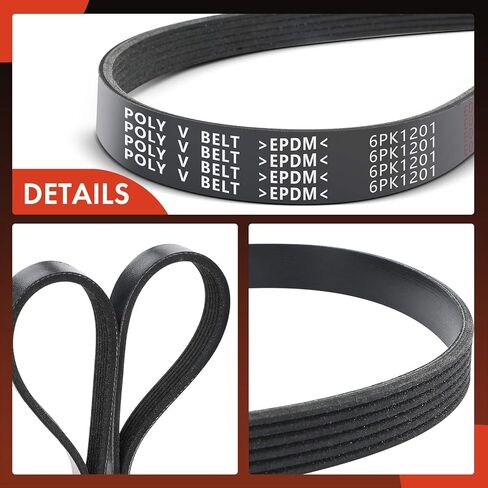 A-Premium Serpentine Belt 47.37 In For Ford, Honda, Nissan, Acura, Cadillac, Toyota, Volvo & Land Rover Cars - F53, F59, F650, F750, E350, E450, Pilot, Odyssey, Ridgeline, MDX in Kuwait