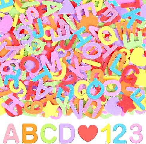 664 PCS Foam Letter Stickers, Foam Alphabet Number Shape Stickers, Self Adhesive EVA Letters Sticker for Crafts School Project Scrapbooking Bulletin Board Classroom Supplies DIY Decor(Colorful) in Saudi Arabia
