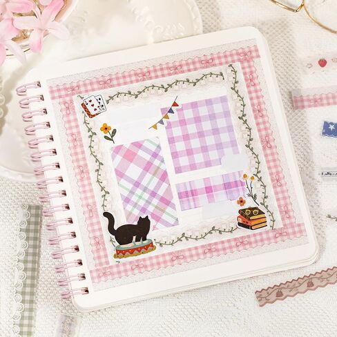 160Pcs Long Lace Border Stickers for Scrapbooking Junk Journal Supplies Long Strip Scrapbook Stickers with Bow Cat Star Strawberry Flower Sticker Vintage Lace Sticker for Planner Frame Decorative in Saudi Arabia