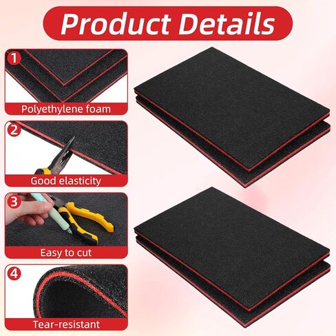 8 Pack Tool Box Foam, 15.7 x 9.8 x 0.8 Inch Foam Inserts for Cases, Polyethylene Storage Sheets for Toolbox Hard Case, Tool Shadow Insert, Kaizen Organizer Sheet in Saudi Arabia