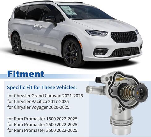 Upgraded Aluminum Alloy Thermostat Housing Assembly for Chrysler Grand Caravan Voyager 2021-2025 Pacifica 2017-2025 for Ram Promaster 1500 2500 3500 2022-2025 9023114/68217305AE in Kuwait